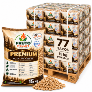 Fruto Pellet PREMIUM ENplus A1 DINplus - Palet 1155 kg, 77 Sacos de 15 kg