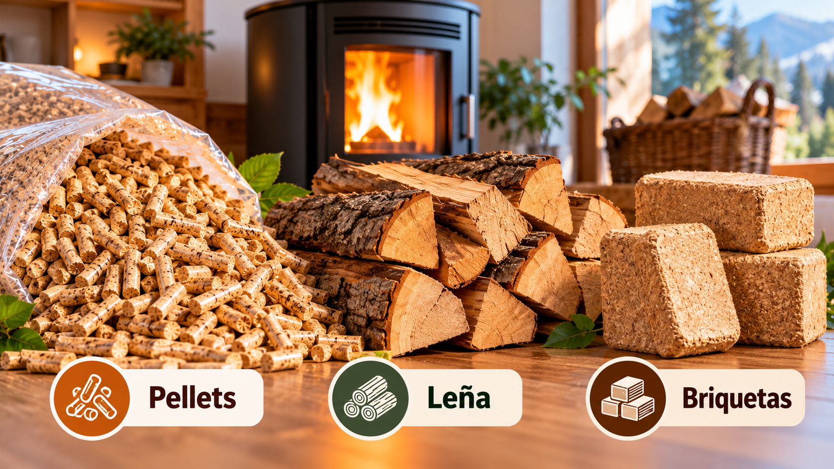 Pellets, leña o briquetas: ¿qué combustible es mejor para calefacción?
